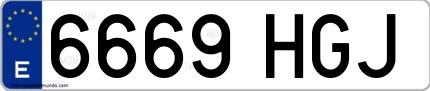 Ejemplo de matrícula española 6669 HGJ