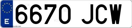 Ejemplo de matrícula de coche ordinaria 6670 JCW