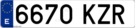 Ejemplo de matrícula de coche ordinaria 6670 KZR