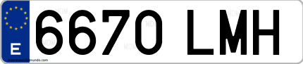 Ejemplo de matrícula de coche ordinaria 6670 LMH