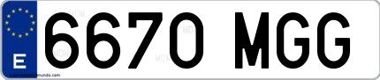 Ejemplo de matrícula española 6670 MGG