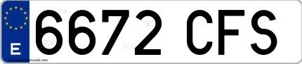 Ejemplo de matrícula española 6672 CFS
