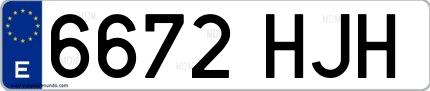 Ejemplo de matrícula de coche ordinaria 6672 HJH