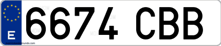 Ejemplo de matrícula de coche ordinaria 6674 CBB