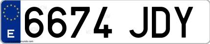 Ejemplo de matrícula española 6674 JDY
