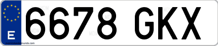 Ejemplo de matrícula de coche ordinaria 6678 GKX