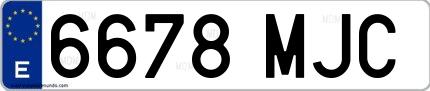 Ejemplo de matrícula española 6678 MJC