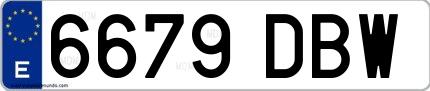 Ejemplo de matrícula española 6679 DBW