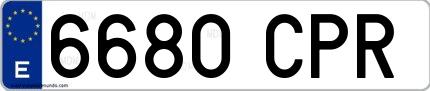 Ejemplo de matrícula española 6680 CPR