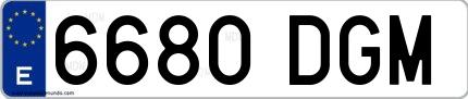 Ejemplo de matrícula de coche ordinaria 6680 DGM