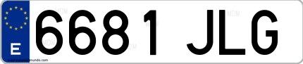 Ejemplo de matrícula española 6681 JLG