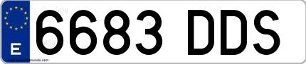 Ejemplo de matrícula española 6683 DDS