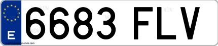 Ejemplo de matrícula española 6683 FLV