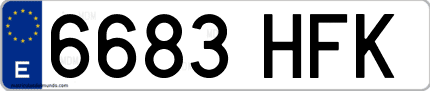 Ejemplo de matrícula de coche ordinaria 6683 HFK