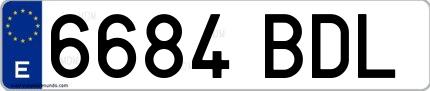 Ejemplo de matrícula española 6684 BDL