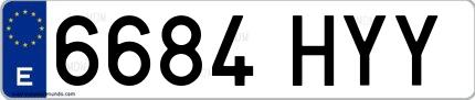 Ejemplo de matrícula española 6684 HYY
