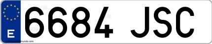 Ejemplo de matrícula española 6684 JSC