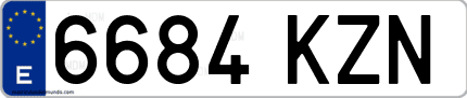 Ejemplo de matrícula de coche ordinaria 6684 KZN
