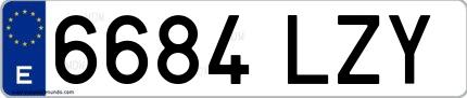 Ejemplo de matrícula española 6684 LZY