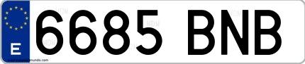 Ejemplo de matrícula española 6685 BNB