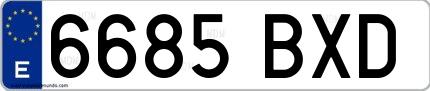 Ejemplo de matrícula española 6685 BXD