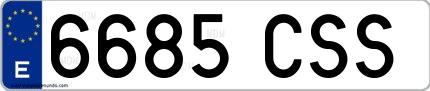 Ejemplo de matrícula española 6685 CSS