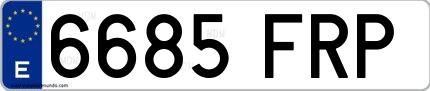 Ejemplo de matrícula española 6685 FRP