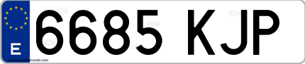 Ejemplo de matrícula de coche ordinaria 6685 KJP