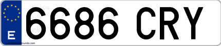 Ejemplo de matrícula de coche ordinaria 6686 CRY