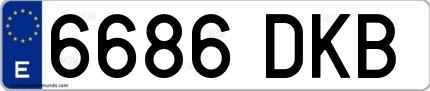 Ejemplo de matrícula española 6686 DKB