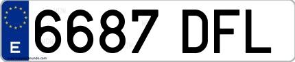 Ejemplo de matrícula española 6687 DFL