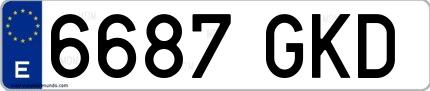 Ejemplo de matrícula española 6687 GKD