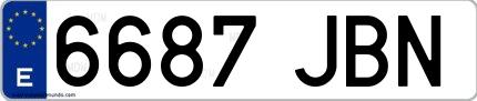 Ejemplo de matrícula española 6687 JBN