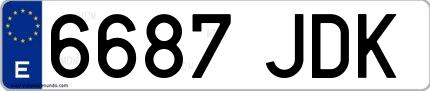 Ejemplo de matrícula española 6687 JDK