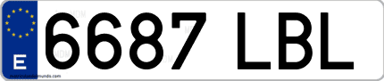 Ejemplo de matrícula de coche ordinaria 6687 LBL