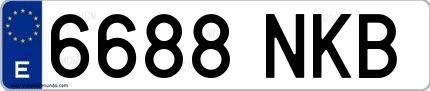 Ejemplo de matrícula española 6688 NKB