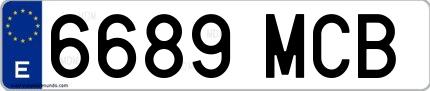 Ejemplo de matrícula española 6689 MCB