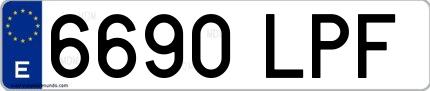 Ejemplo de matrícula española 6690 LPF