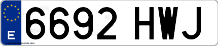 Ejemplo de matrícula de coche ordinaria 6692 HWJ