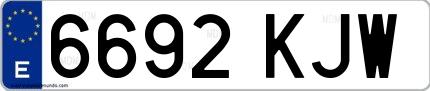 Ejemplo de matrícula española 6692 KJW
