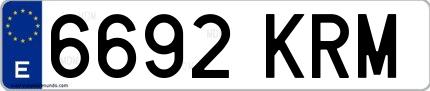 Ejemplo de matrícula española 6692 KRM