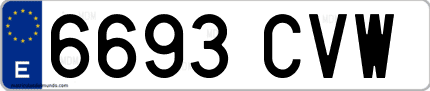Ejemplo de matrícula de coche ordinaria 6693 CVW
