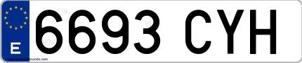Ejemplo de matrícula española 6693 CYH