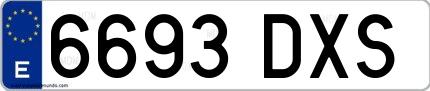 Ejemplo de matrícula española 6693 DXS