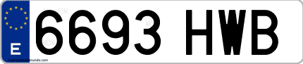 Ejemplo de matrícula de coche ordinaria 6693 HWB