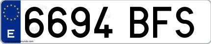 Ejemplo de matrícula española 6694 BFS