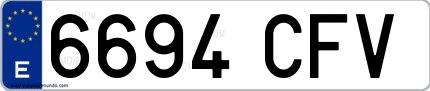 Ejemplo de matrícula española 6694 CFV