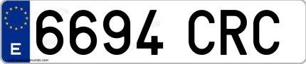 Ejemplo de matrícula española 6694 CRC