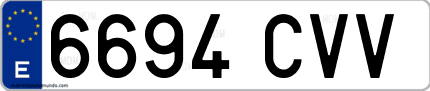 Ejemplo de matrícula de coche ordinaria 6694 CVV