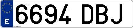 Ejemplo de matrícula española 6694 DBJ
